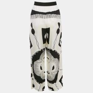Hermès Multicolor Printed Silk Wide Leg Trousers M