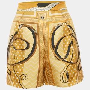 Hermès Mustard Yellow Scarf Print Shorts M