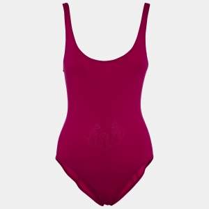 Hermès Bain Rose Griotte Jersey Swimsuit M