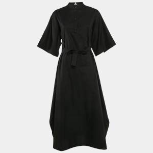 Hermès Black Cotton Mosaique Prairie Maxi Dress S