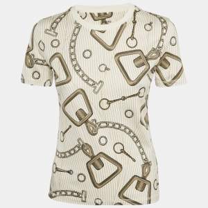 Hermes White Printed Jersey Effet Kaleidoscope Boxy Fit T-Shirt S