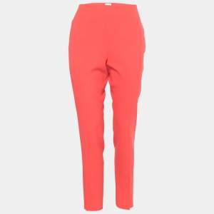 Hermes Coral Pink Textured Wool Crepe Trousers L