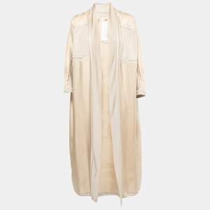 Hermes Gold Jacquard Silk Kaftan Inspired Open Cardigan M