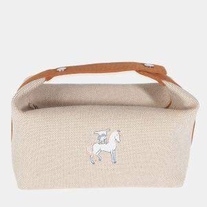 Hermes Biscuit Canvas Large Bride-A-Brac Cabriole Case GM