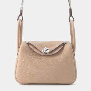 Hermes Beige Taurillon Clemence Lindy Mini Shoulder Bag