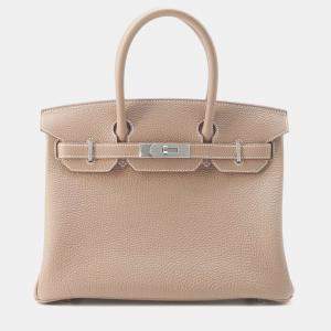 Hermes Etoupe Togo Leather Birkin 30 Tote Bag