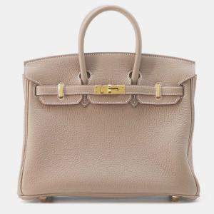 Hermes Etoupe Togo Leather 25 Birkin Tote Bag