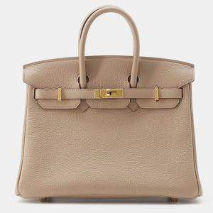 Hermes Beige Marfa Togo Leather Birkin 25 Tote Bag