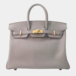 Hermes Gris Meyer Swift Leather 25 Birkin Tote Bag