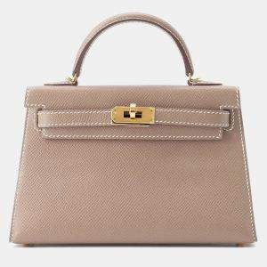 Hermes Etoupe Epsom Mini Kelly Do Top Handle Bags