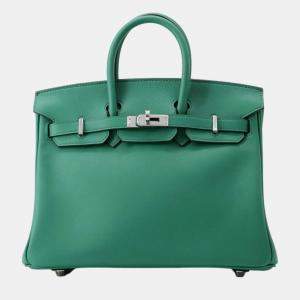 Hermes  Verso Vert Vertigo/Celeste Swift Leather 25 Birkin Tote Bag