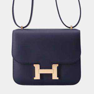 Hermes Blue Indigo Swift Leather Mini  Constance III Shoulder Bags