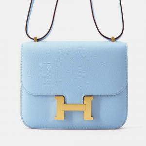 Hermes Celeste Epsom Leather Mini Constance Shoulder Bag