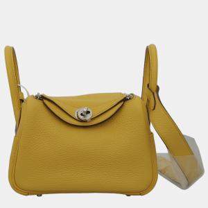 Hermes Sun Clemence Leather Mini Lindy Bag