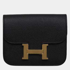 Hermes Black Epsom Leather Constance Slim Wallet