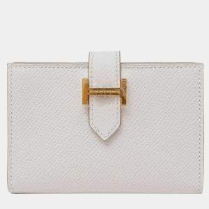 Hermes Gris Pale Epsom Bearn Card Holder GHW