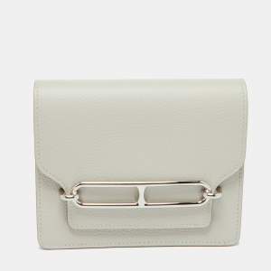 Hermes Evercolor Gris Perle Leather Roulis Slim Wallet