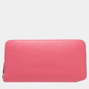 Hermes Pink Leather Azap Long Silk'in Wallet 