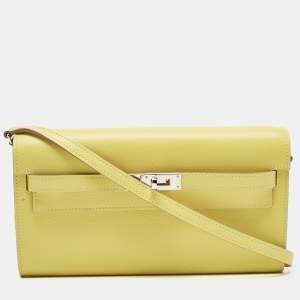 Hermès Jaune Citron Evercolor Leather Kelly To Go Wallet