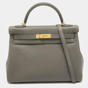 Hermes Etain Togo Leather Gold Finish Kelly Retourne 32 Bag