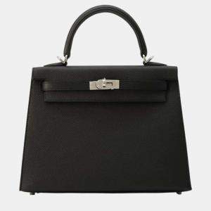 Hermes Black Epsom Leather Kelly Sellier 25 Shoulder Bag