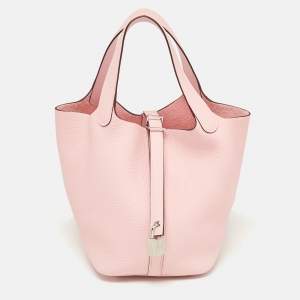 Hermès Rose Sakura Taurillon Clemence Leather Picotin Lock 18 Bag