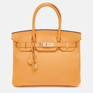 Hermès Jaune D' Or/Rose Pourpre Epsom Leather Gold Finish Birkin 30 Bag