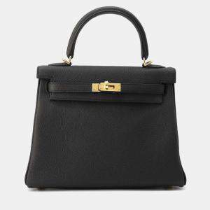 Hermes Black Togo Leather 25 Kelly Bag