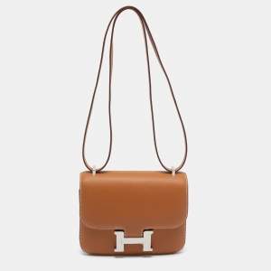 Hermès Gold Epsom Leather Palladium Finish Constance 18 Mini Bag