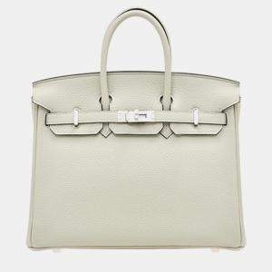 Hermes Gris Neve Togo Leather Birkin 25 Bag