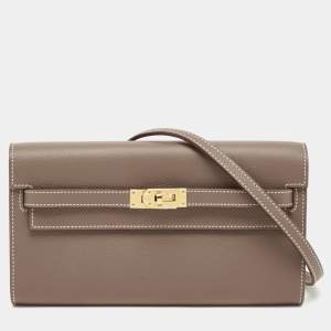 Hermes Etoupe Evercolor Leather Kelly To Go Wallet