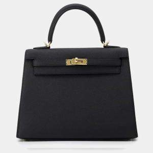 Pre Owned Hermes Black Epsom Kelly Sellier 25 Bag