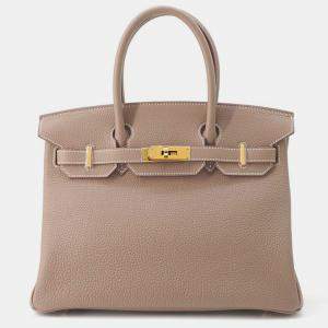 Hermes Etoupe Togo Leather Birkin 30 Bag 