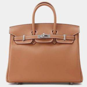 Hermes Gold Swift Leather Palladium Finish Birkin 25
