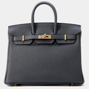 Hermes Gris Misty Togo Leather Gold Finish Birkin 25 