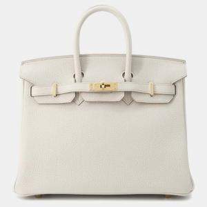 Hermes Beton Togo Leather Gold Finish Birkin 25 Bag 