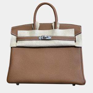 Hermes Gold Togo Leather Palladium Finish Birkin 25 Bag
