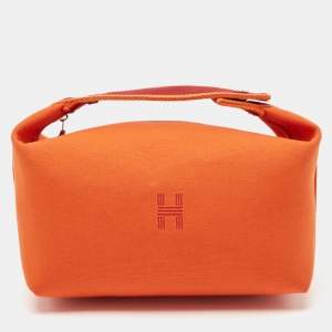 مملوكة مسبقًا Hermès Orange/Rouge H Canvas Large Bride-a-Brac Pouch