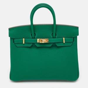 Hermès Vert Vertigo Togo Leather Gold Finish Birkin 25 Bag