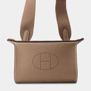 Hermes Etoupe Togo Leather Videpoches Shoulder Bag