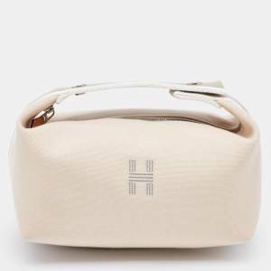 Hermes Beige Canvas Small Bride-a-Brac Case Pouch