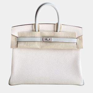Hermes Ivory Lambskin Leather Birkin 25 Bag