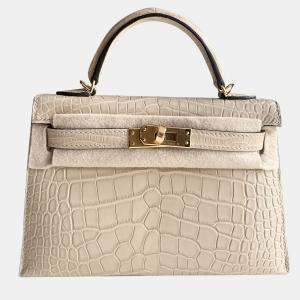Hermes Matte Alligator Mini Kelly Top Handle Bag