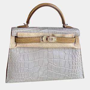 Hermes Bicolour Matte Alligator Mini Kelly Top Handle Bag
