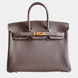 Hermes Brown Tone Togo Leather Birkin 25 Bag