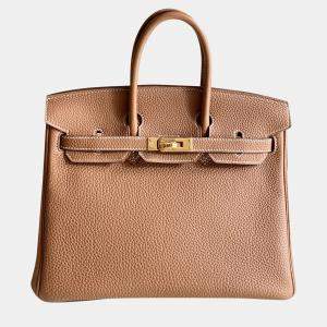 Hermes Brown Togo Leather Birkin 25 Bag