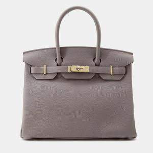 Hermes Etain Togo Leather Birkin 30 Handbag