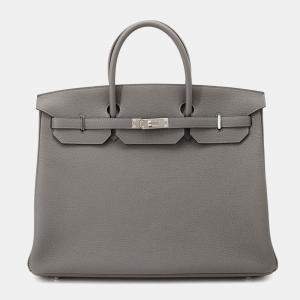 Hermes Gris Meyer Togo Leather Birkin 40 Handbag