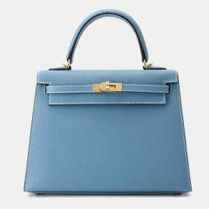 Hermes New Blue Jean Epsom Leather Kelly 25 