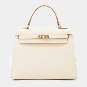 Hermes Craie Epsom Leather Kelly 25 Top Handle Bag